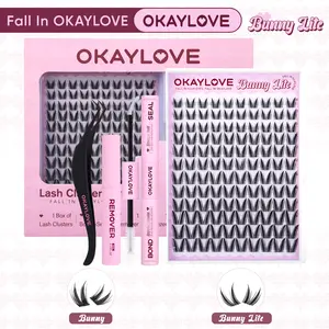 OKAYLOVE Bunny | Bunny Lite Lash Clusters Kit Mang Okaylovelashes Extension Kit  Lightweight Eyelashes Clusters with Waterproof Long-lasting Lash Bond and Seal,Tweezers and Remover for DIY Eyelash at Home Easily, Natural Makeup Girl Gifts #Summervibes
