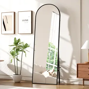 Garvee 71 x 28 Inch Arched Tall Mirror with Support – Stand Up or Wall Fix, Alloy Frame, 3 Shade Dimmable Light Strips – Great for Dressing Room, Foyer, Studio