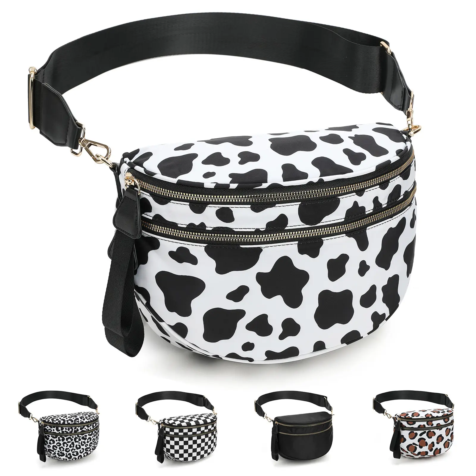 Women's Nylon Checkered Crossbody Bum Bag, Versatile Design, Multiple Color Options