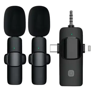 KUKIHO K9 2 Pack Wireless Lavalier Microphones for iPhone, Android, iPad - Mini Wireless Clip-on Microphones with Noise Reduction for Recording, Live Streaming, Vlog