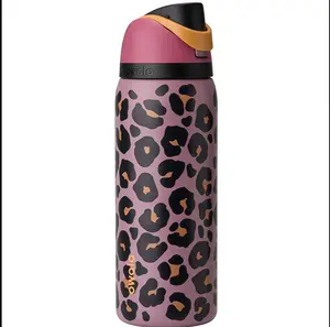 Owala Pink Leopard Print Stainless Steel Insulated Tumbler, Leak-Proof Lid, Reusable Hot & Cold Water Bottle, Perfect Daily Gift for Family & Friends Drinkware Stylish dual straw commuter plant lover great holiday football game day travel coffee nature