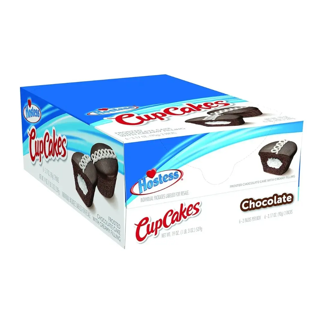 Hostess Chocolate Cupcakes with Creamy Filling, 6 Twin Packs (12 Total Cupcakes), Snack Cake for Parties & Everyday Snacking, Cupcake