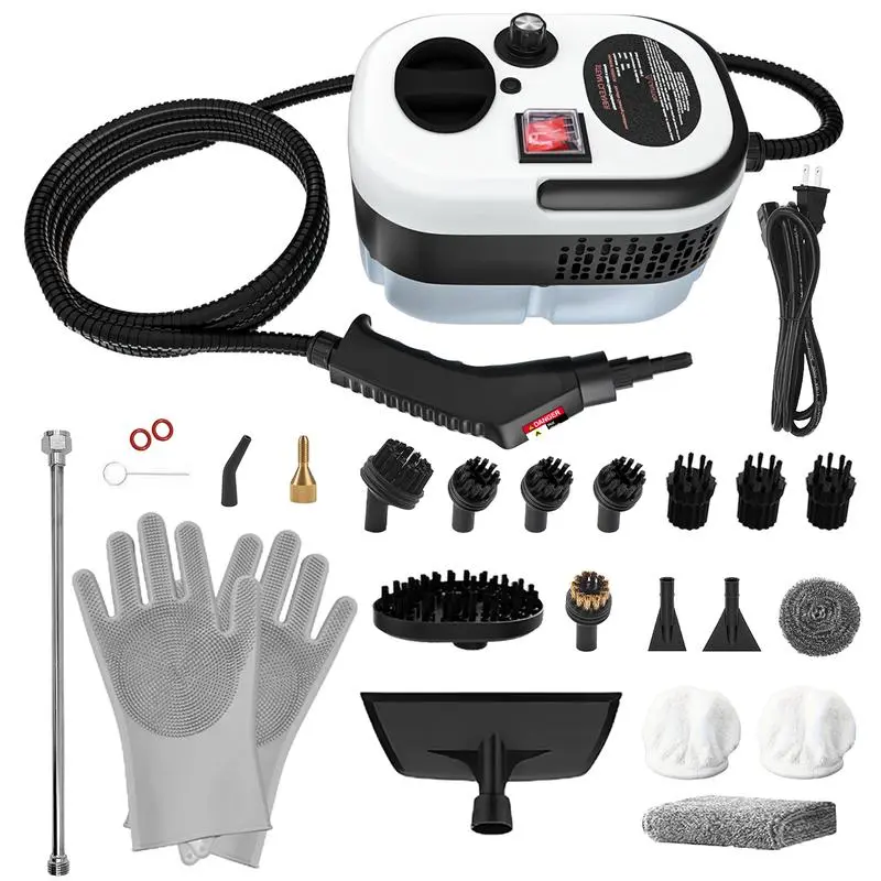 2025 Smart Steam Cleaner|12 Customized Accessories + 2m Flexible Tube|Turbo 180°C Steam &  Pressure Output|1.2L  Water Tank|Smart Temp Control for Delicate Surfaces|Covers Car Seats, Mattress, PVC Floor, Office Chair Deep Cleaning,Shower Glass Door Portab