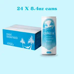 CoAqua Super Premium Natural Coconut Water - Low Sugar, Fresh Taste, Non-Concentrated in Eco-Friendly Aluminum Cans