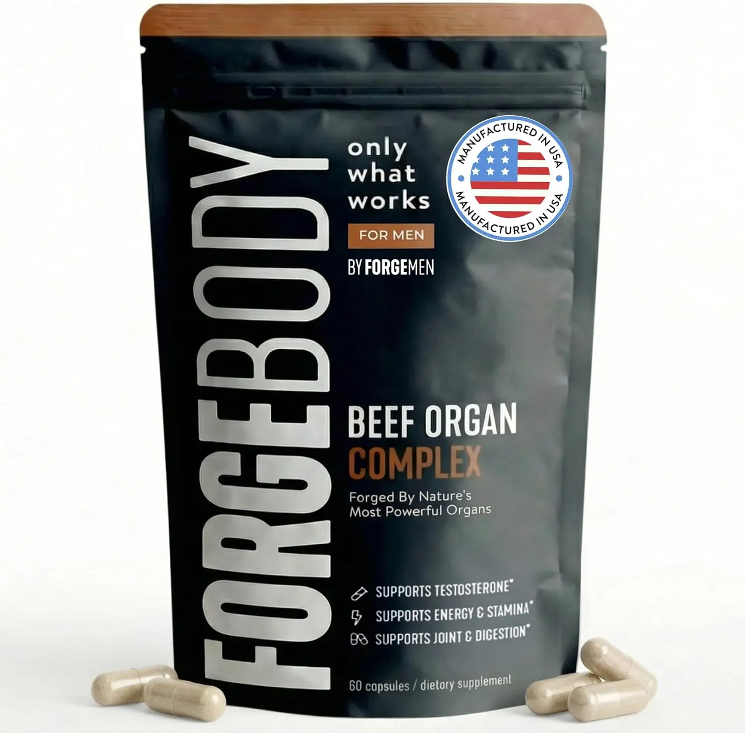 Beef Organ Supplement Complex for Men | Grass-Fed Liver, Heart & Organ Capsules | Energy & Vitality Support 4 Men & Women Superfood Healthcare - 30 Day by FORGEBODY