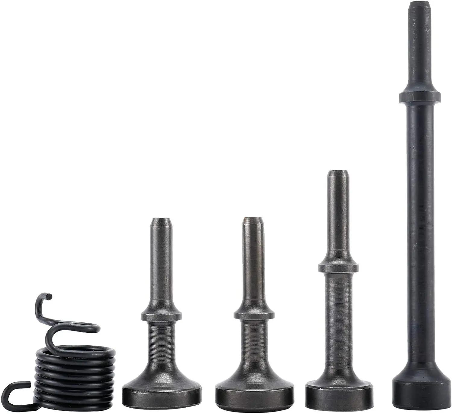 5 Pcs Smoothing Pneumatic Air Hammer Chisels Tool with Spring, Alloy Steel Pneumatic Chisel Bits Accessories with 0.401'' (10mm) Shank