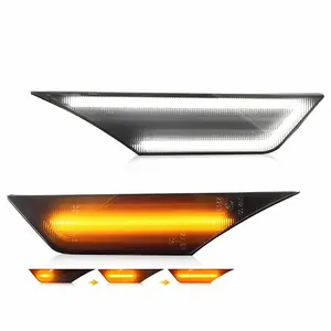 AUTOONE LED Front Side Marker Lights Amber Flowing Turn Signal Compatible with Honda Civic 2016-2021, Amber&White 2 Modes, Smoked Lens Front Fender Running Lights, 2PCS