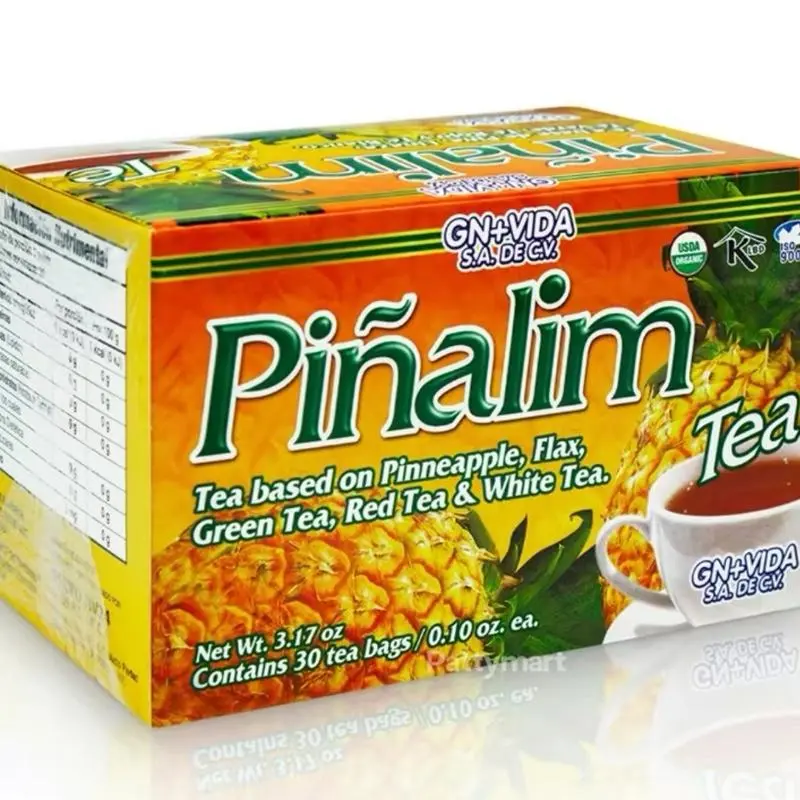 Pinalim Tea Cleansing Herbal /Te de Pinalim Mexican Version- Pineapple, Flax, Green Tea, White Tea - 30 Day Supply Natural Herbal Supple Beverage, Herbal Tea Blend, Health Tea