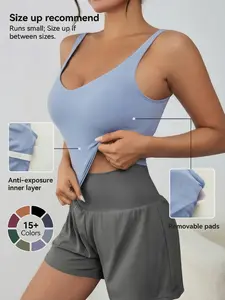 Women's Solid Color Sports Vest, High Stretch Breathable Comfortable Sports Tank Top, Ladies Sportswear for Indoor Outdoor Wear