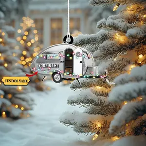 Personalized Camper Ornament - Custom Camping Christmas Decor, RV and Tent Ornament, Gifts for Camping Lovers, Travel Holiday Ornament Christmas Decor