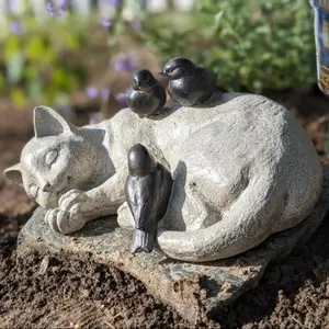 Sleeping  Garden Statues Outdoor - 12" Sparrows   Figurine Memorial Statue Grave Markers Garden  Statues for Outdoor Decor Outdoor Statue  12" x 8" x 4.5"