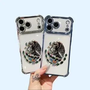 Mexican Golden Eagle Flag Phone Case Airbag Shockproof Anti-Drop Clear TPU Cover for iPhone 17 Pro Max 16 15 14 13 12 11 Stylish Gift Idea
