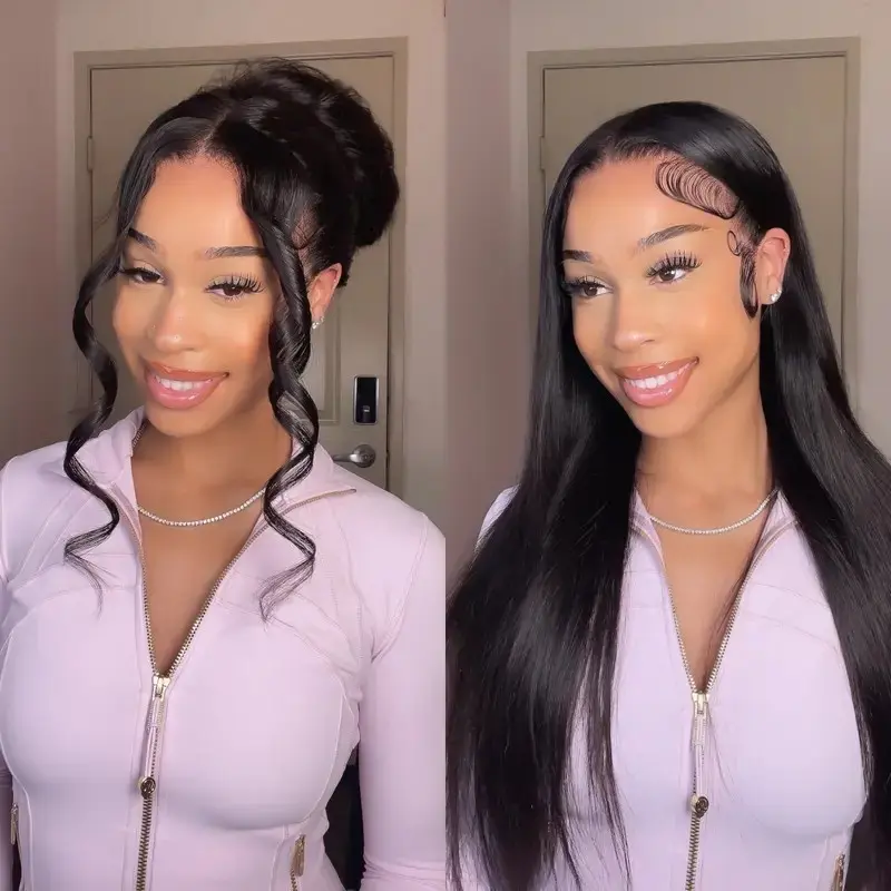 Megalook 13x6 Glueless Lace Front Human Hair Wig for Females, Pre-Everything Ear-To-Ear Natural Hairline, Quick Wear Fit, Skin-Melted Silky Straight Hair, Secure Drawstring Hold