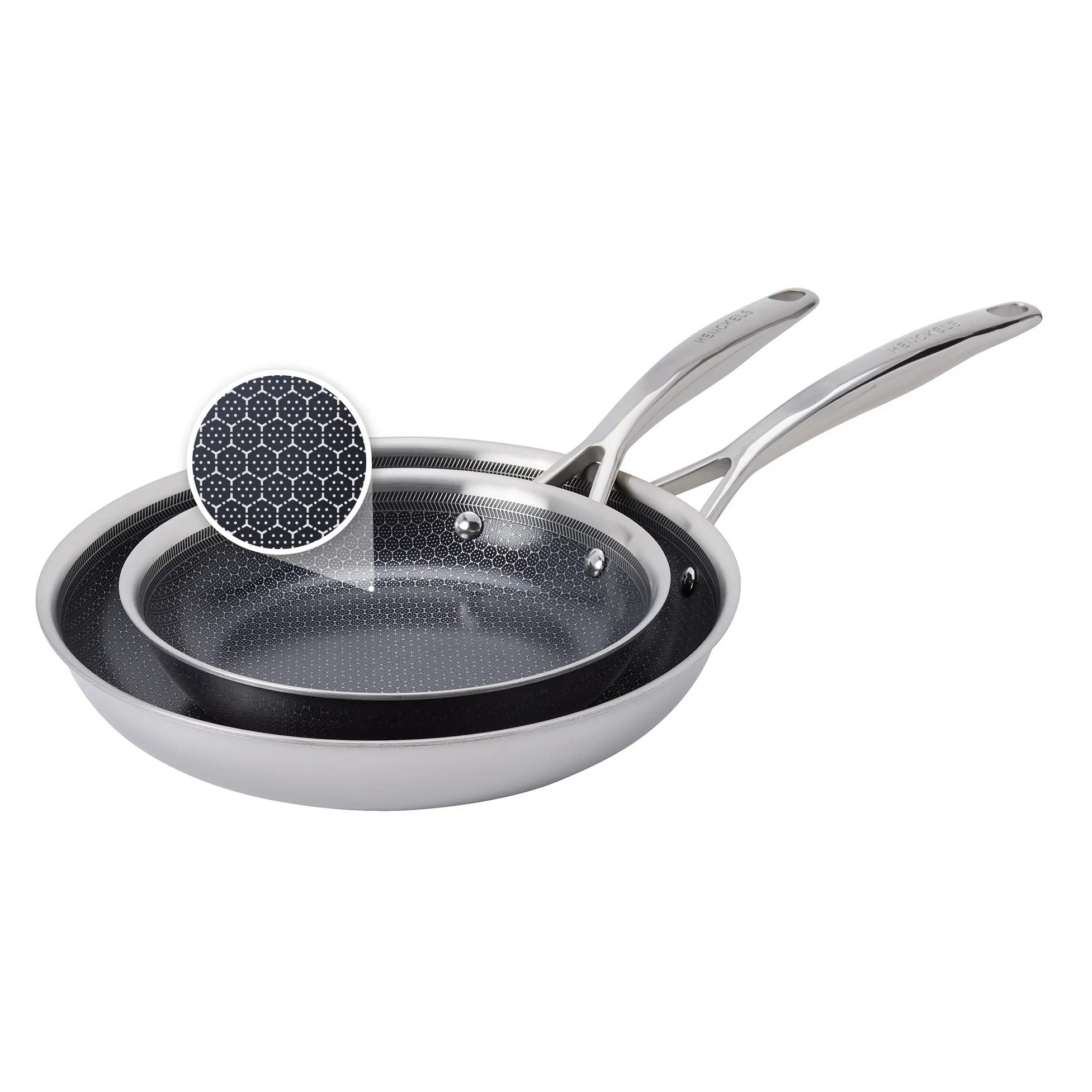 Henckels Paradigm Ceramic 2-pc Stainless Steel Dual Performance Fry Pan Set