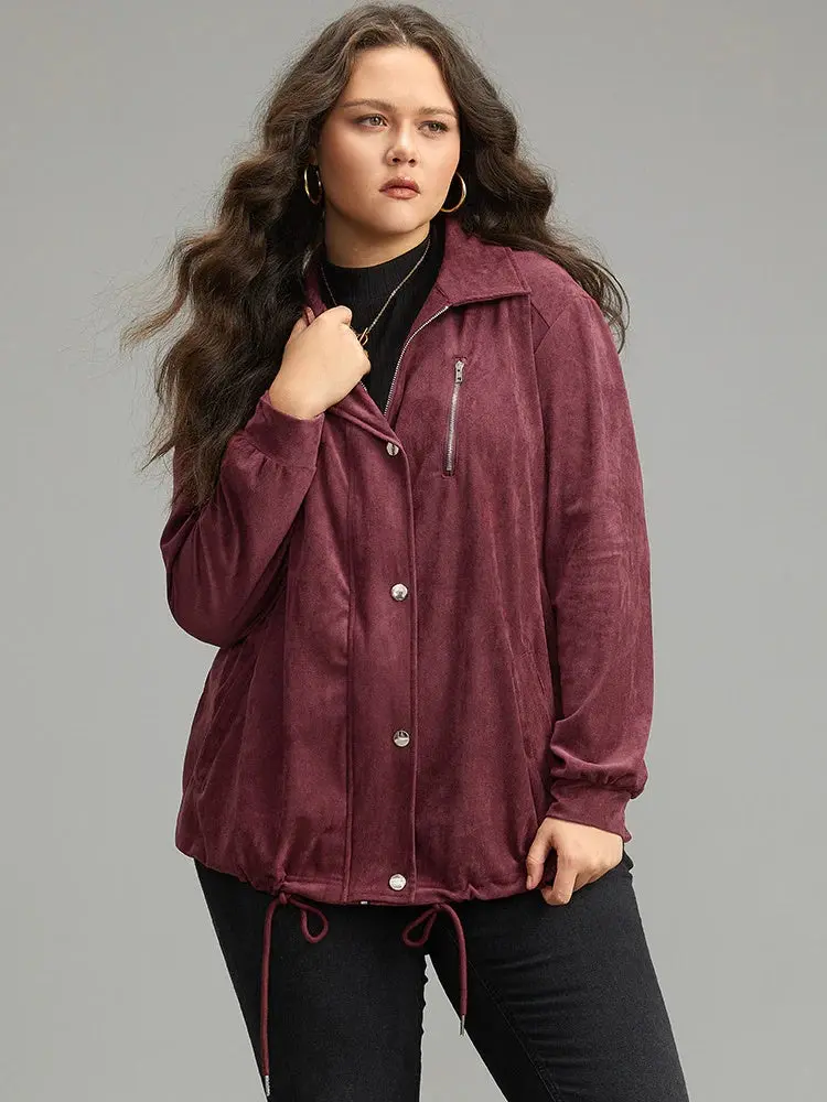 Bloomchic #199 Plain Pocket Zipper Fly Drawstring Jacket