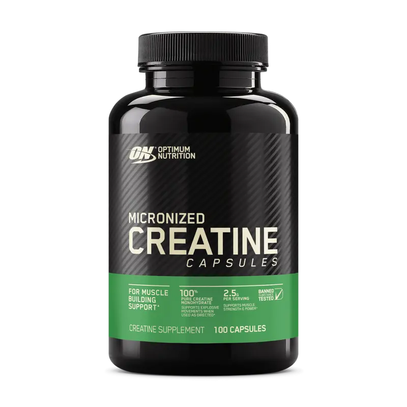 Optimum Nutrition Micronized Creatine Monohydrate Capsules - 2.5g Per Capsule, Gluten-Free Fitness Gym Supplement, Muscle Fitness & Sports Nutrition Supplement, Adults' Healthy Diet Aid (Bottle)