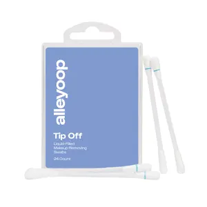 Tip Off Liquid-Filled Makeup Removing Swab, touch-up or quick fix, wipe off smudges, flakes, effective at removing makeup, with an Aloe Vera-infused solution to soothe