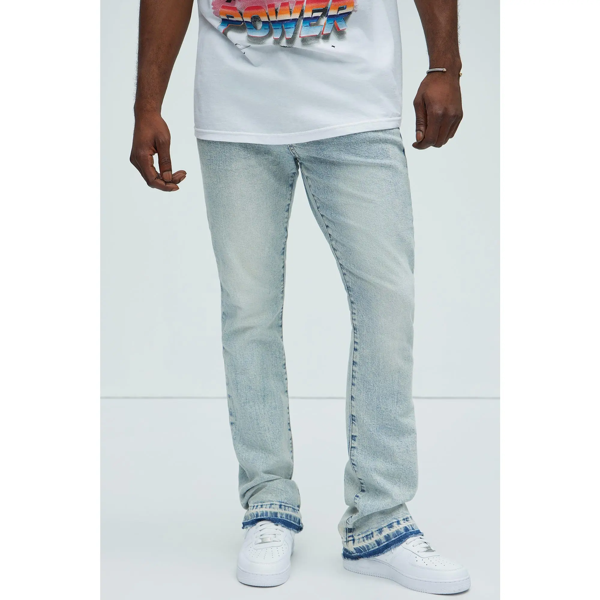 Cornell Stacked Skinny Flare Jeans - Bleach Blue Wash
