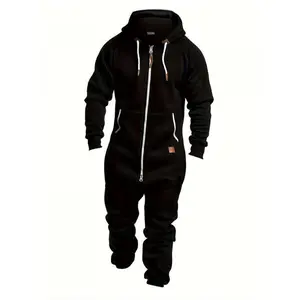 New 2025 Fall/Winter Men’s Hooded Fleece Onesie for Fashionable and Casual Wear
