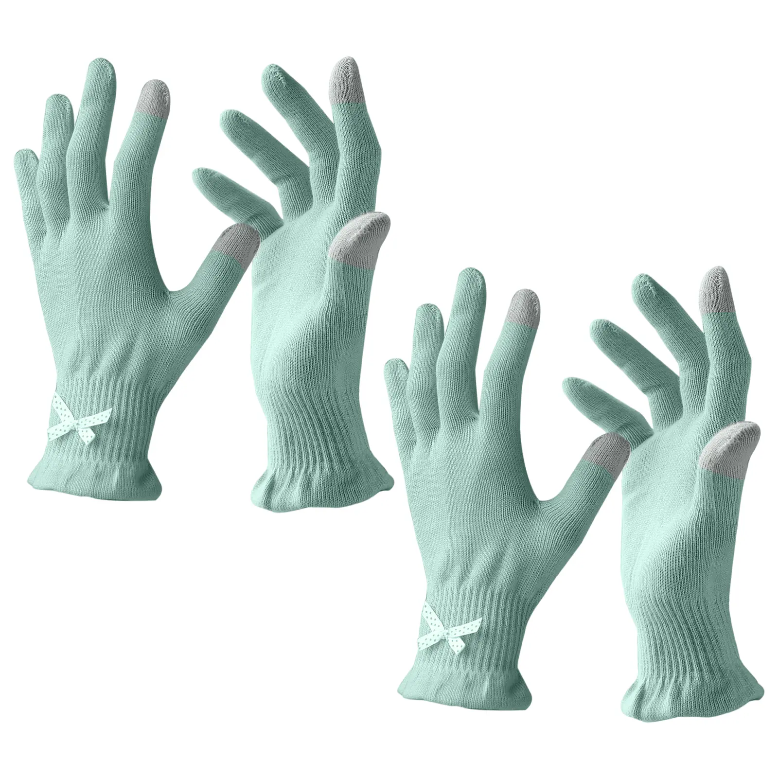EvridWear Beauty Cotton Gloves with Touchscreen Fingers 2 Pairs Feather Weight for SPA Eczema Dry Hands Hand Care Day and Night Hydrating Moisturizing Skin