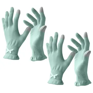 EvridWear Beauty Cotton Gloves with Touchscreen Fingers 2 Pairs Feather Weight for SPA Eczema Dry Hands Hand Care Day and Night Hydrating Moisturizing Skin