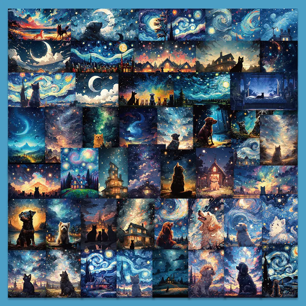 50-Piece Dreamy Starry Sky Stickers - Waterproof DIY Decorative Decals for Notebooks, Laptops, Journals, Phone Cases & Insulated Cups