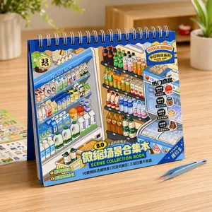 Telado 8.0 DIY Mini Scene Sticker Book – Mini Store Collection with Tweezers, 3D Reusable Stickers, Aesthetic Scrapbook Kit for Stress Relief & Journaling scrapbooking