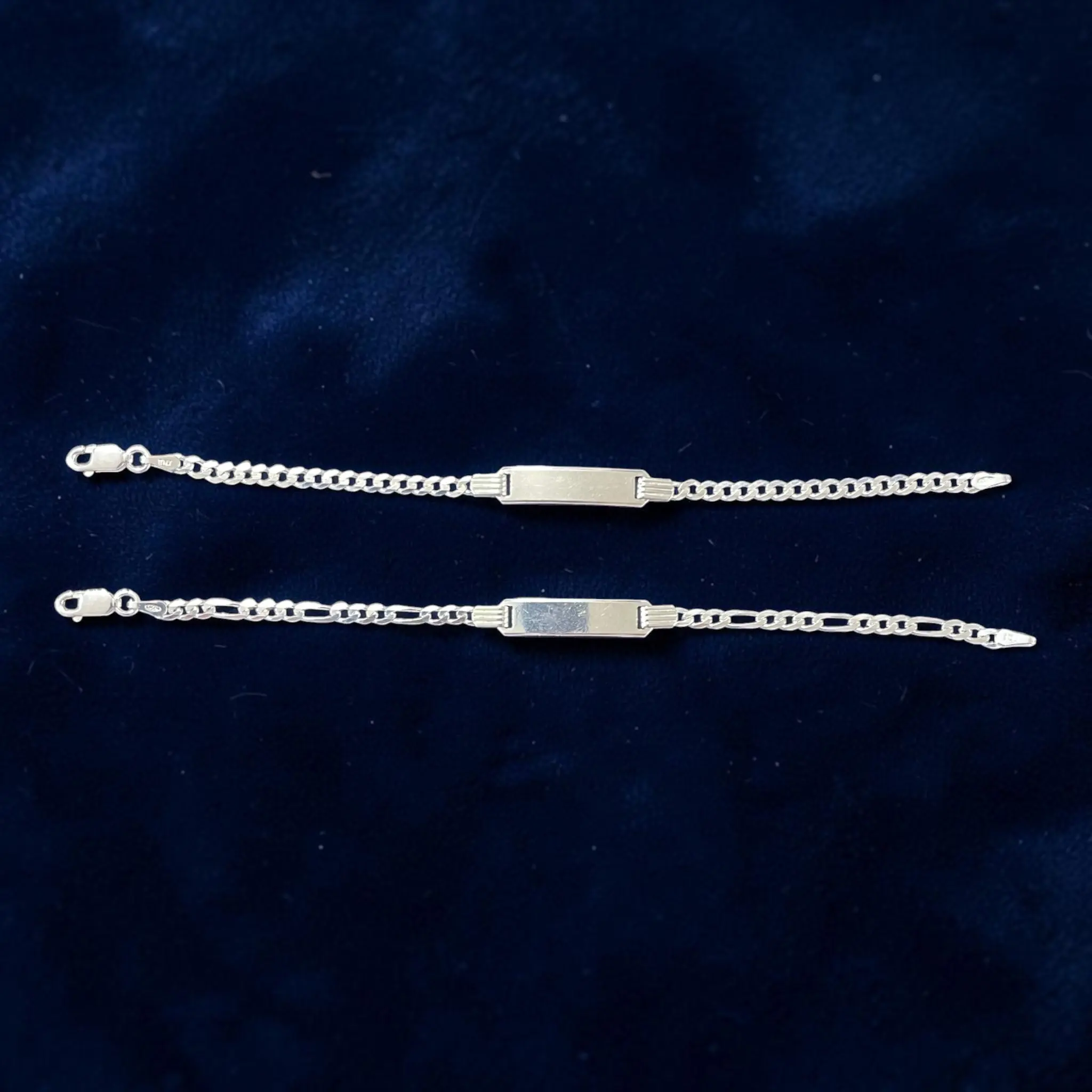 925 Sterling Silver ID Bracelets -Cuban & Figaro