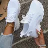 【Black Friday】Women’s Lightweight White Knit Sneakers with Chunky Slip-Resistant Soles, Comfortable Sneakers for Walking, Travel, Daily Wear, School, Shopping, and Casual Outings, Footwear