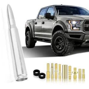 Car Antenna Replacement for Ford Dodge GMC Jeep Toyota Trucks Rugged 6061 Billet Aluminum Silver and Black Compact Durable Easy Install Car Accessories