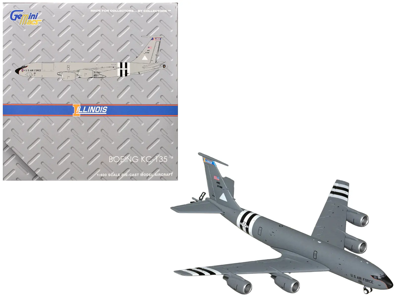 Boeing KC-135R Stratotanker Aircraft "Illinois Air National Guard" US Air Force Gray 1/400 Diecast Model by GeminiJets