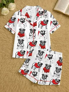 Bulldogs Football Satin Silk Pajama Set: Women's Luxury Sleepwear