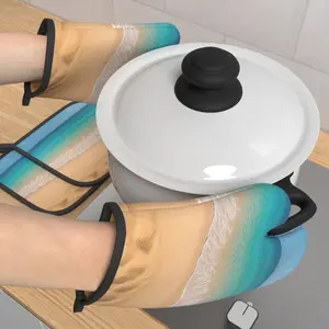 4pcs Oven Mitts And Pot Holders  beautiful coast  Heat Resistant Oven Mitts And Pot Holders Sets Suitable For Cooking, Home Oven, Baking, Kitchen Decoration, Housewarming Gifts