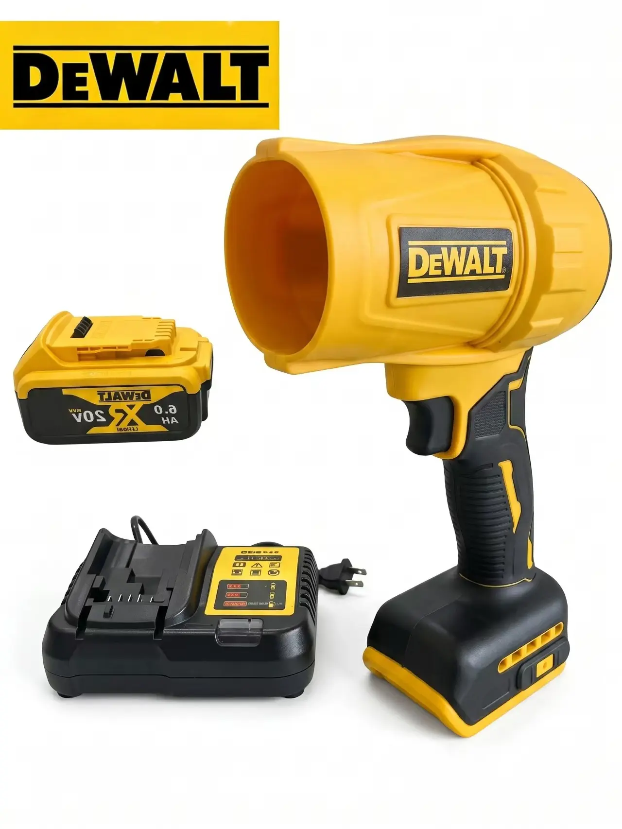 DeWalt 20V Cordless Handheld Brushless Blower - 700W Max Power, 24000 RPM Fixed Speed, 3815 Motor, 1000g Max Wind Thrust, W/1 Battery & 1 Charger, For Lawn Leaf Cleaning, Car Drying lead violent turbo fan