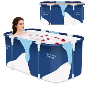 Portable Foldable Bathtub,Foldable Soaking Bathtub for Adults, Freestanding Bathtubs, Hot Bath Tub, Ice Bath, Family Bathroom  Tub .2x19.7x21.7inch (Milk)