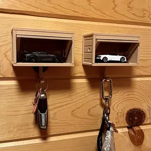 Car Garage Design Key Holder with Hook, 1 Count Wall Mounted Key Organizer for Entryway Garage, Ideal Gift for Birthday, Holiday, Shelves Practicality