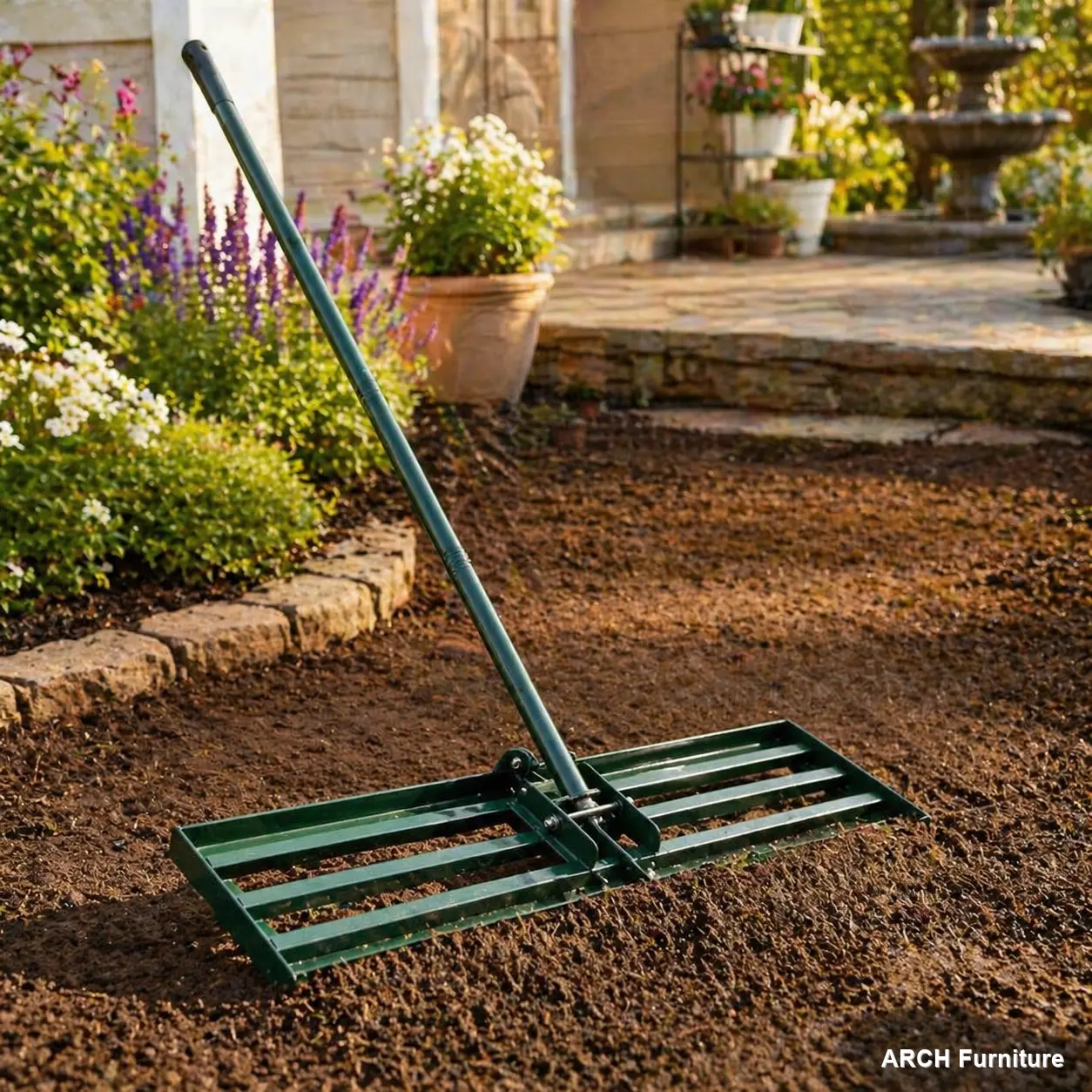 Heavy Duty Lawn Leveling Rake with 79.5-in Long Handle, Garden Tools for Grass Soil Grading, Dethatching, Compost Sand Spreading, Backyard Turf Maintenance
