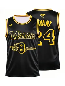 Kobe Bryant #8/#24 Mamba Los Angeles Vintage Basketball Jersey Black Gold Purple Snake Graphic Breathable Mesh Sleeveless for Kobe Fans, Supporters, Mamba Collectors & Streetwear Enthusiasts Outdoor quick-drying sports basketball jersey