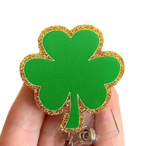 Glitter My Badge St.Patricks day shanrock badge reel for nurse and hospital workers. Badge clip Badge pull - Retractable swivel clip with a 360 rotation. Great gift for coworker.