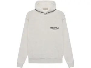 Fear of God Essentials 2022 Spring-Summer Men's Hoodie - Drawstring-Free, Light Oatmeal, Stylish Everyday Wear
