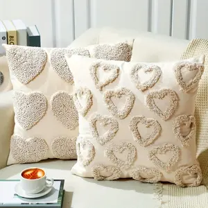 2Pcs 18x18 Inch Heart Print Throw Pillow Covers – Decorative Fabric Cases for Sofa & Living Room, Ideal Valentine's Day & Holiday Decor for Home Lovers, Romantic Cozy Vibe