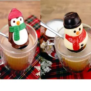 NO BRAND Korean Snowman & Penguin Hot Chocolate Bombs 2 Pack - Marshmallow Filled Cocoa Drink Mix for Winter & Christmas Season