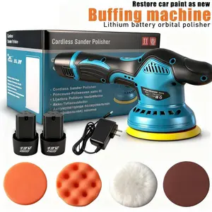 Cordless car polisher, equipped with 2 x 12V rechargeable lithium batteries, cordless polishing tool, cordless buffer polisher for car detailing, polishing tool, men's polishing accessories