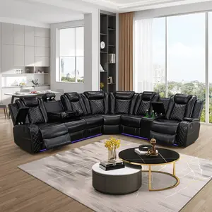 Black Breathable Faux Leather 3-Piece Reclining Sofa Set, Modern Living Room Furniture with Comfortable Recliner Function, Soft Cushions, Sturdy Frame and Easy Assembly, Ideal for Home, Apartment and Lounge