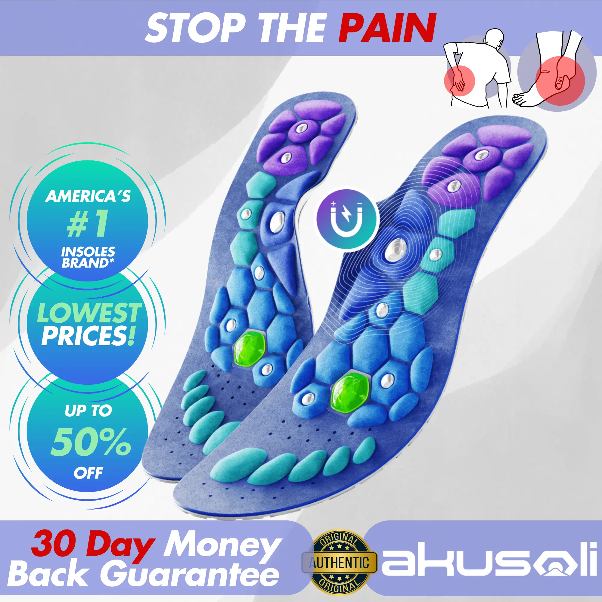 AKUSOLI Plantar Fasciitis Insoles Version 2 - Memory Foam Cushioning Customizable Fit Impact Absorbing All Day Comfort for Men's Shoes Summer Footwear