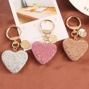 Rhinestone Key chain Heart Key Chains Peach Heart Car Key chain Women Handbag Bag Pendant Metal Crystal Key ring Gift Bling Bling Keychains
