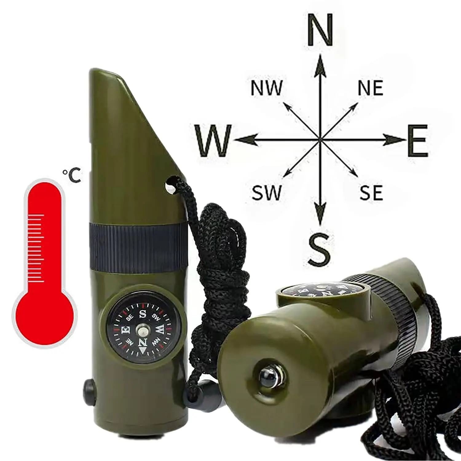 7 In 1 Multifunctional Compass, 1 Count Outdoor Camping Hiking Navigation Tool, Survival Gear, Multifunctional Compass For Outdoor Camping Hiking Outdoor Survival Supplies, Survival Gear And Supplies
