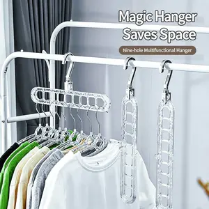 Foldable 9-Hole Hangers - Trendy Space-Saving Closet Organizers and Storage, Multi-Function Hanging Organiser for Closet, Balcony