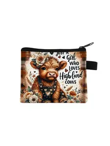 cow pattern all over print coin purse