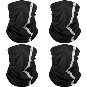 4 count Reflective  Gaiter  Cover Mask Scarf, UV Sun Protection Neon Bandana Hi Vis Balaclava for Men Women